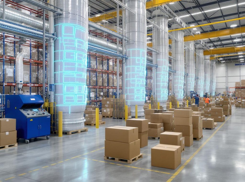 Modern humidity protection systems for corrugated packaging in warehouse