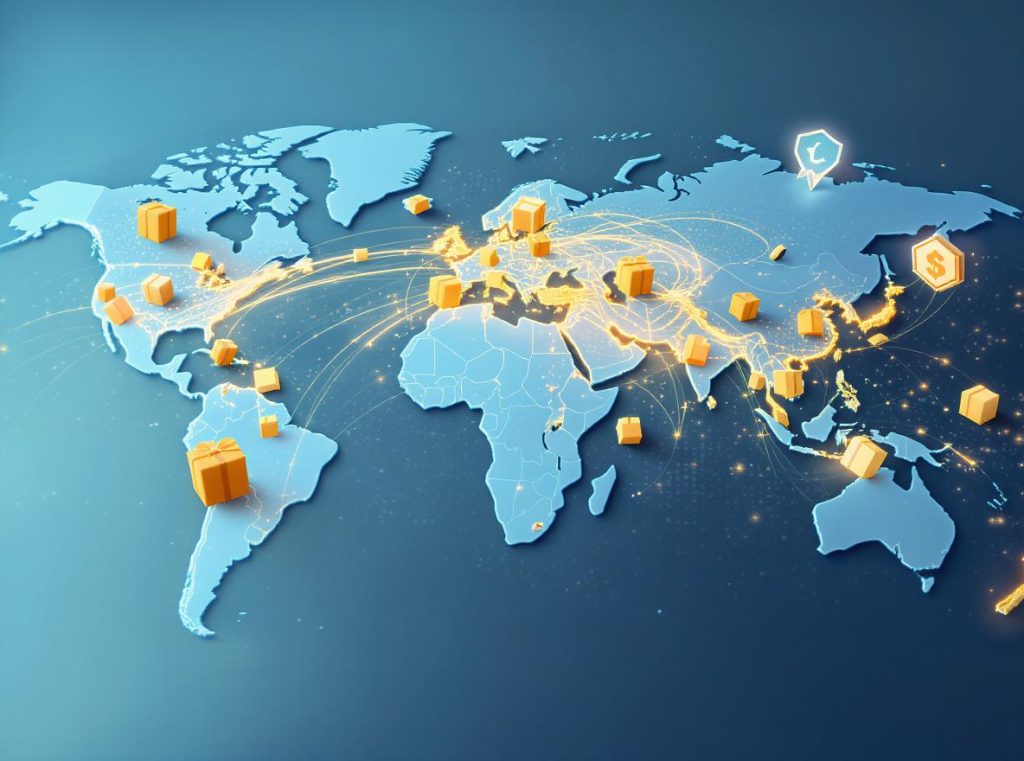 Global map showing Chinese packaging exports and competitive advantages worldwide