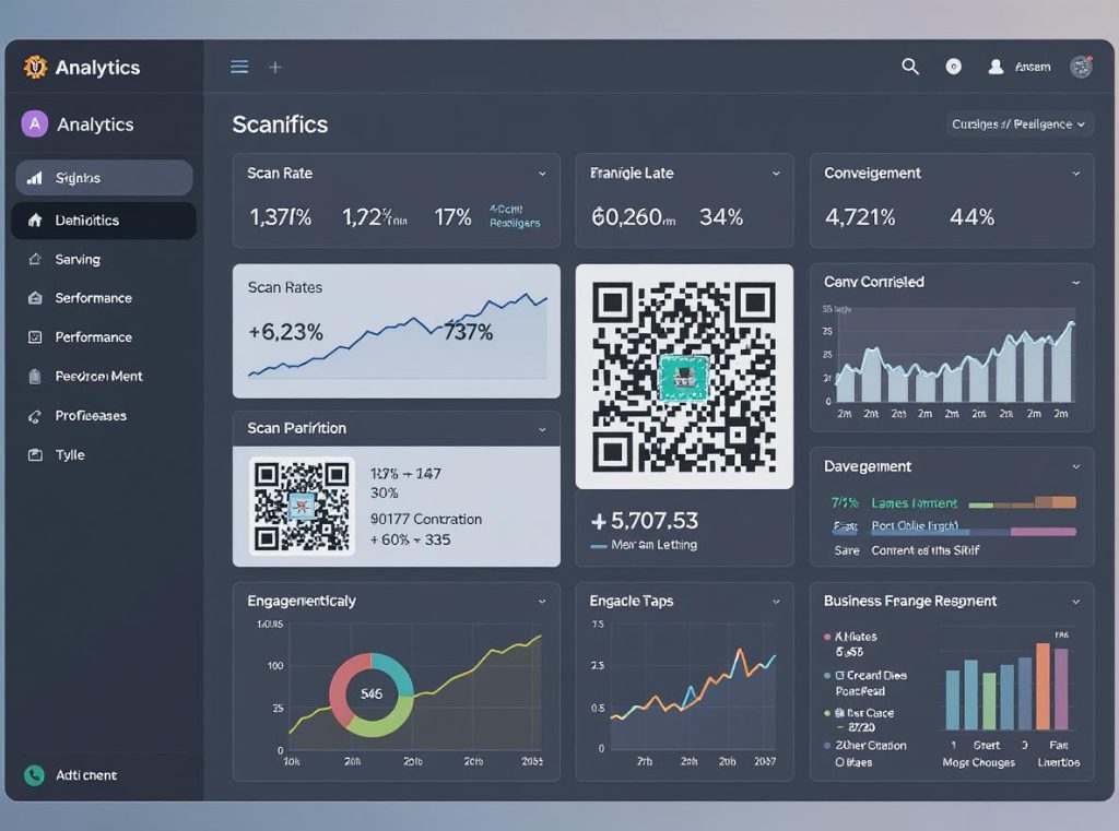 Analytics dashboard showing QR code performance metrics and business intelligence data