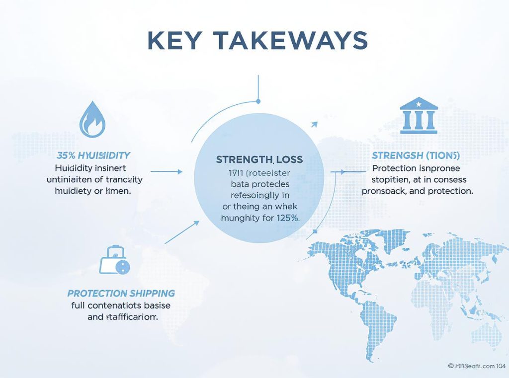 Summary infographic of humidity effects on corrugated packaging strength