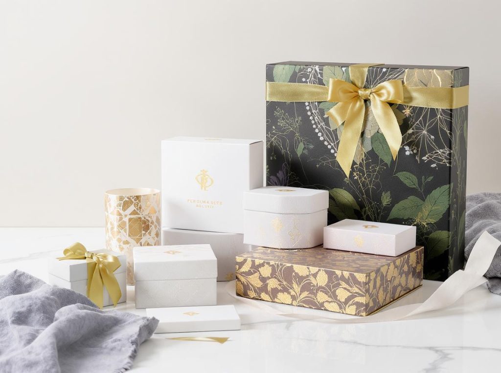 Complete showcase of luxury rigid boxes featuring all premium printing techniques for high-end packaging