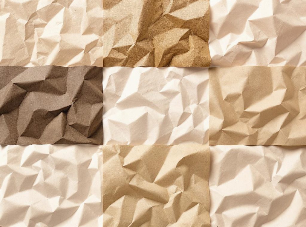 Different types of paper-based void fill materials including kraft paper and crumpled packaging paper