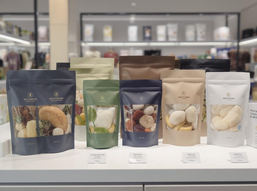 Premium windowed stand-up pouches for various industries summary showcase