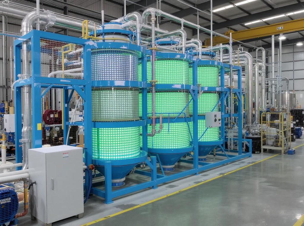 Industrial paper cleaning and screening equipment removing contaminants from recycled materials