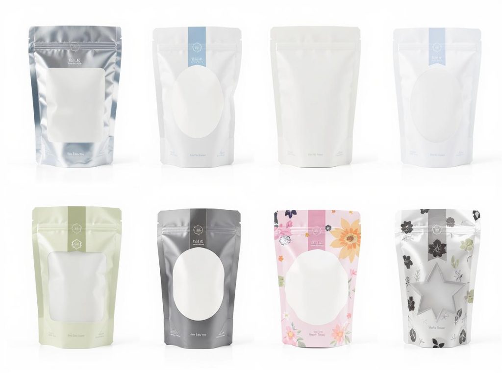 Different window shapes for stand-up pouches - rectangular oval circular custom