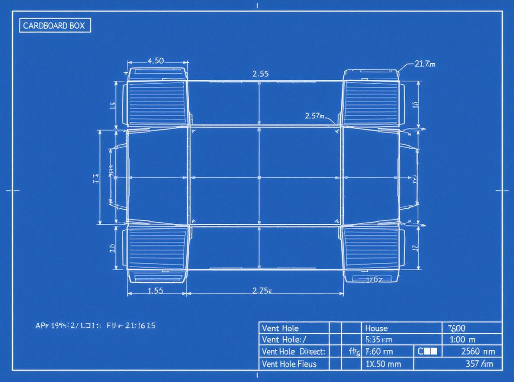 Technical diagram of optimal vent hole patterns and sizes for produce packaging