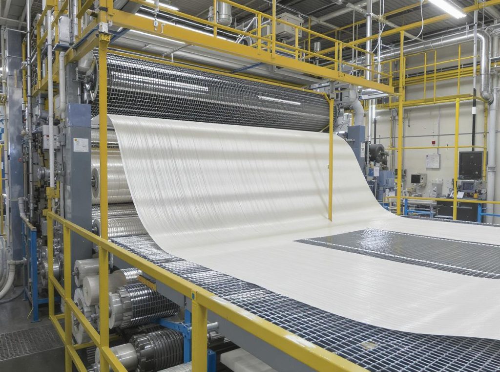 Paper formation section showing continuous wire mesh and fiber distribution systems