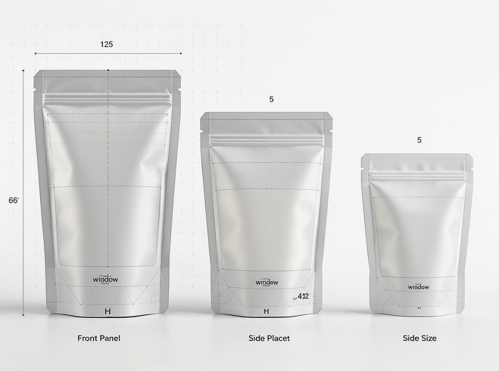 Effective window placement design for maximum impact on stand-up pouches