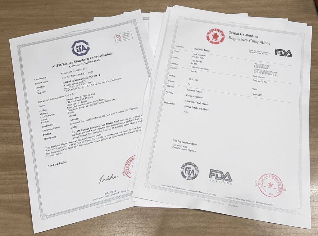 Industry standards documents including ASTM testing methods and FDA regulatory guidelines