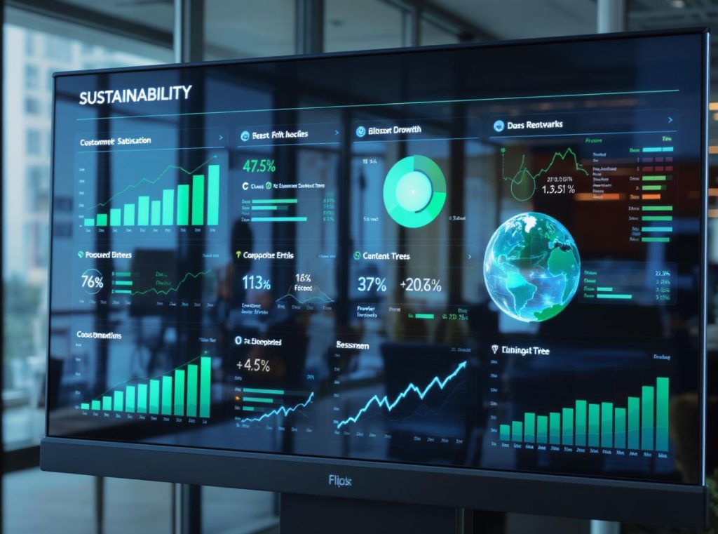 Business dashboard showing how paper void fill supports sustainability goals and business metrics