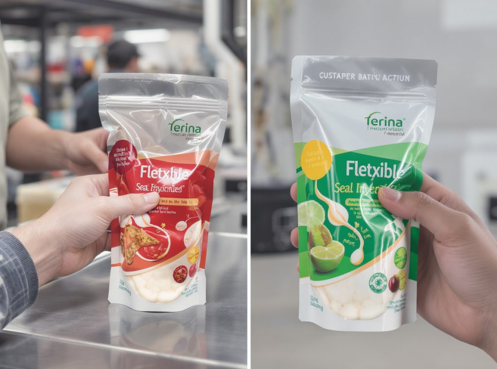 Successful flexible pouch packaging with perfect seal integrity representing comprehensive quality assurance