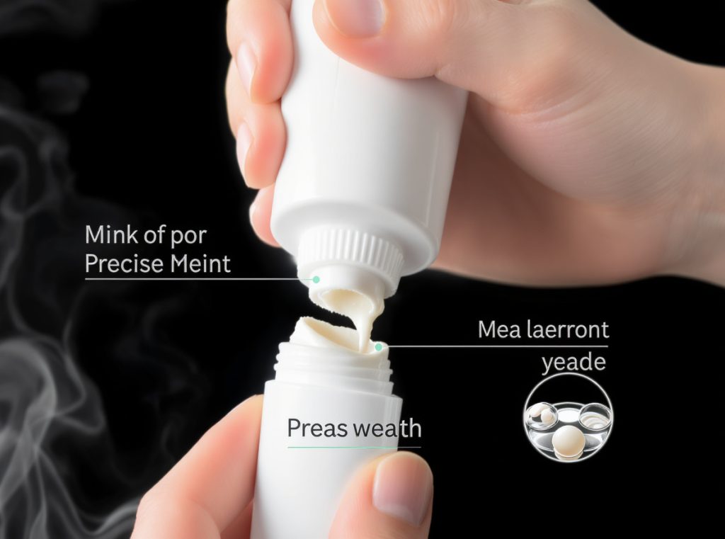 Precise portion control demonstration showing exact cream dispensing from tube packaging with minimal waste
