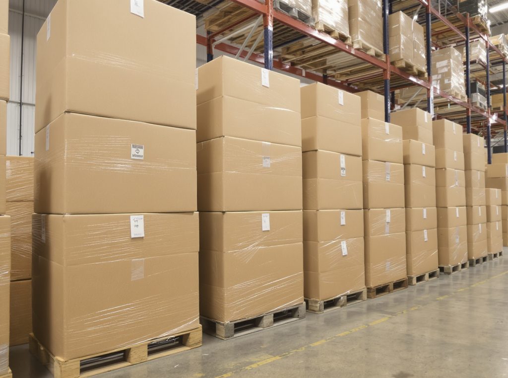 Plain brown shipping boxes in warehouse showing cost savings and availability advantages